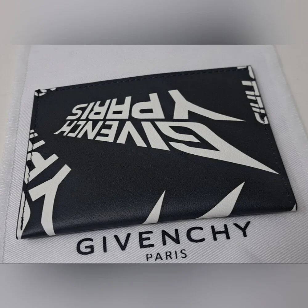Givenchy Paris Cardholder Wallet Pocket Calf Leather Accessory Black Rare